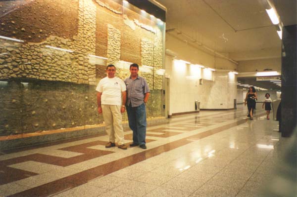 My brother and I, at the Syntagma Metro