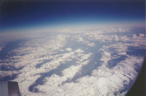 Flying over the Alps on the way to Athens