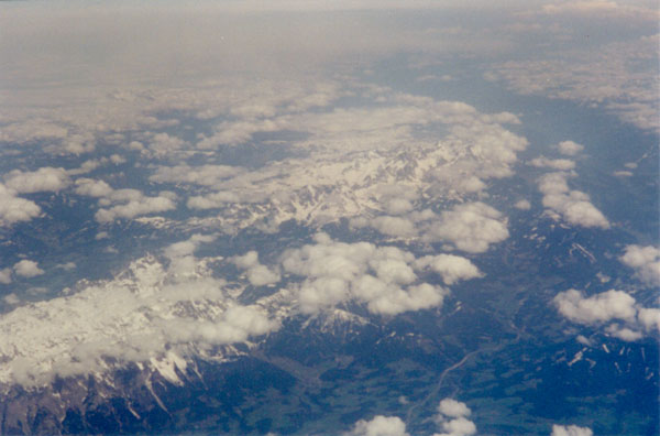 Flying over the Alps on the way to Athens